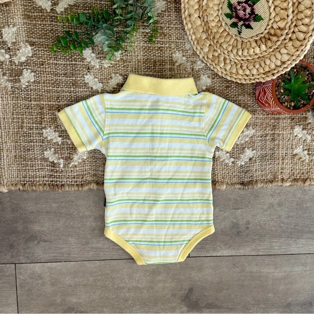 Y2K Carter’s Striped Collared Polo Outfit Teddy Bear Bodysuit 3 Months Baby Boy